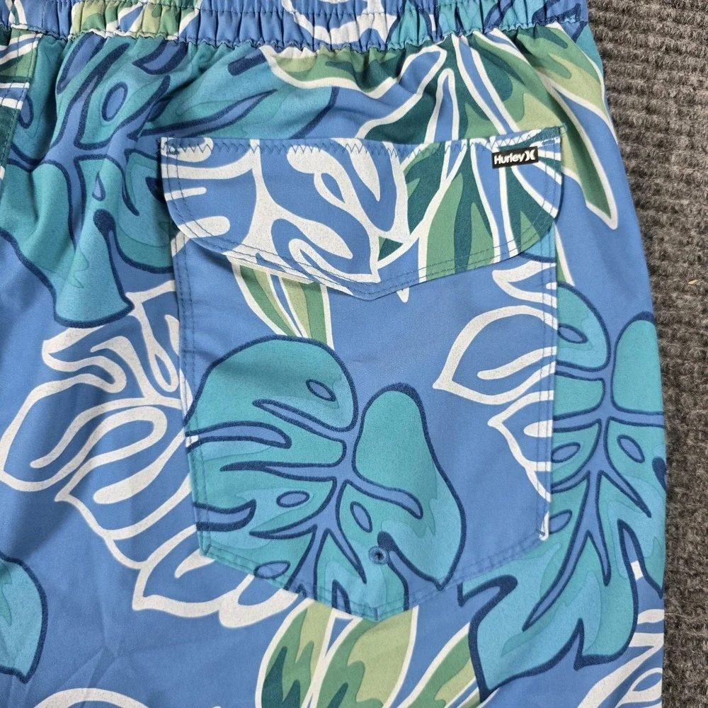 HURLEY Men's Tropical Board Shorts Lined Blue Floral ~ Size XL‎